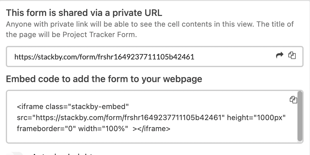 Create a form URL or embed this form on your website/blog