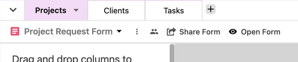 Share Form or Open Form from the toolbar