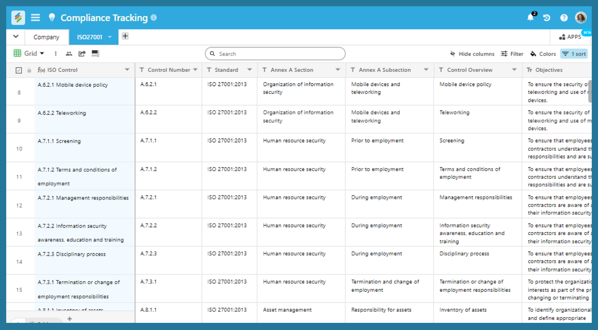 Compliance Tracking Template In Stackby