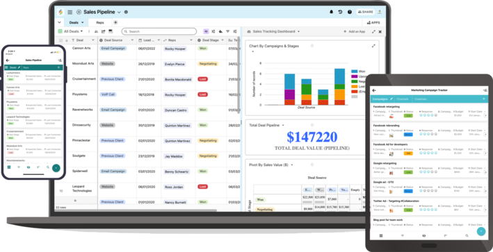 Mobile, Tablet and Desktop View of stackby dashboard   