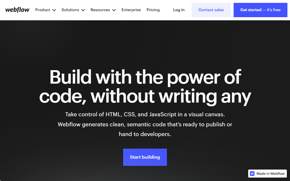 No-Code App Builder: Webflow