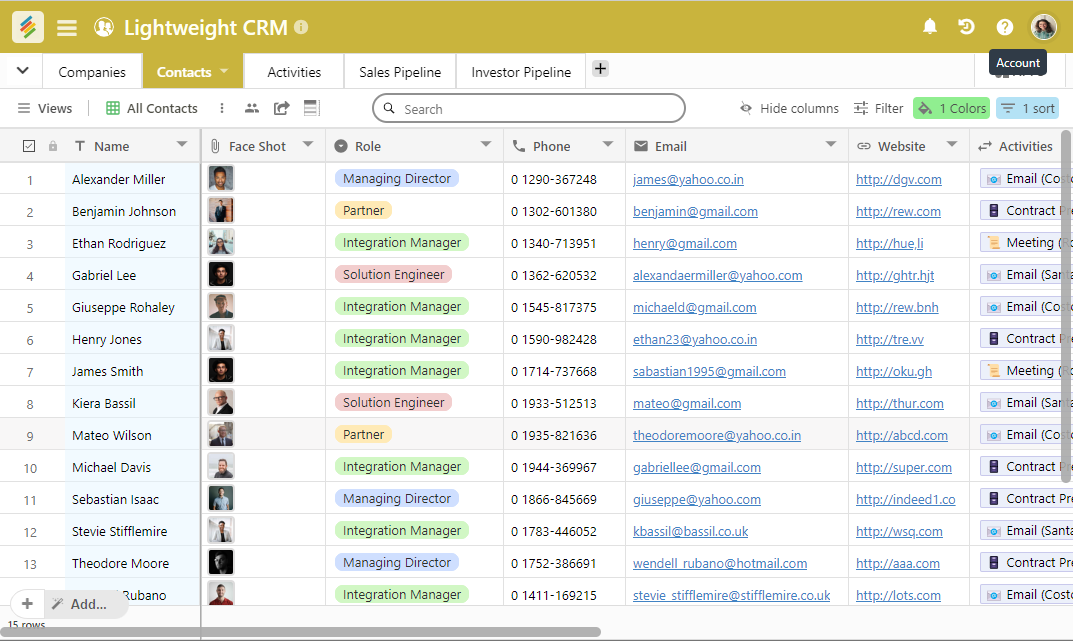 Stackby's Lightweight CRM Template