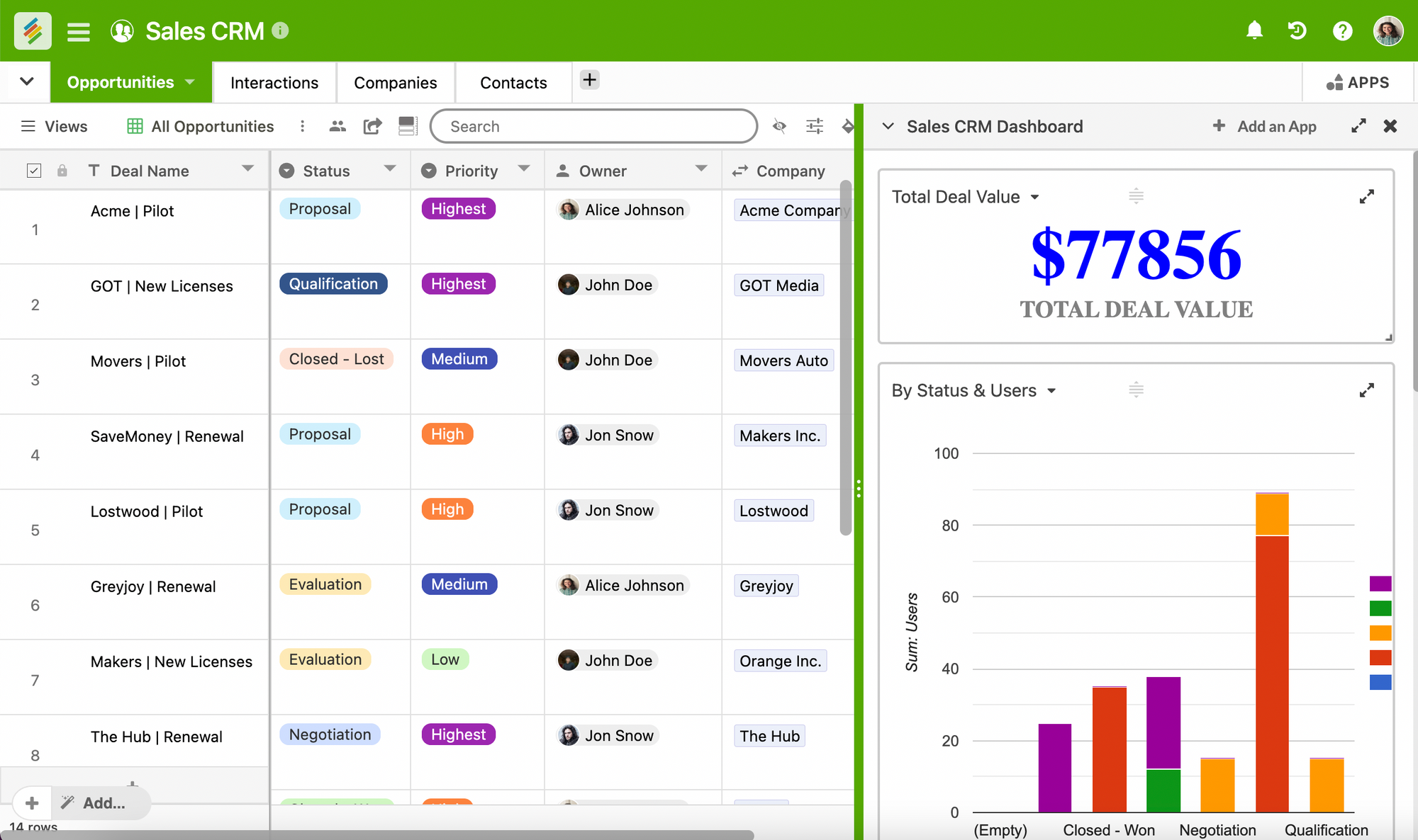 Stackby's Sales CRM Template