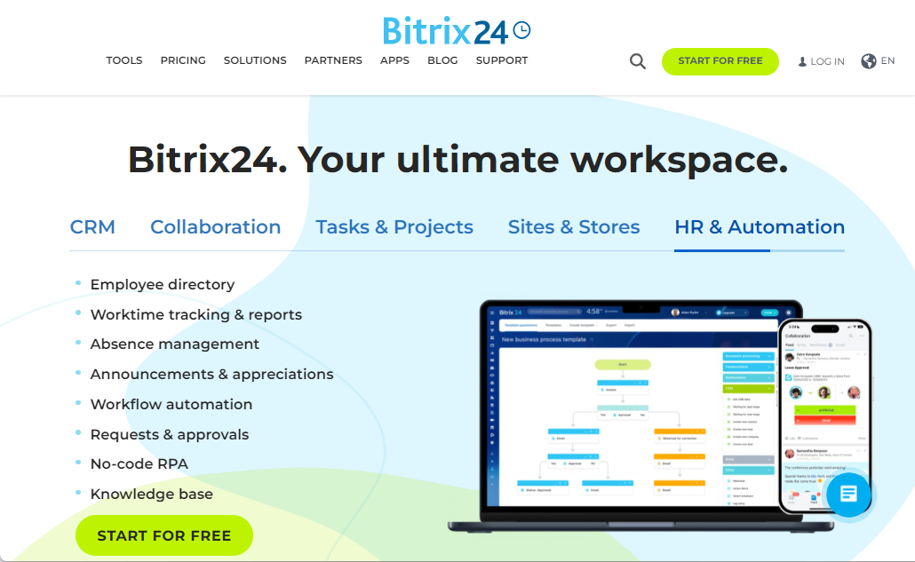 Bitrix24 is a management and collaboration platform for remote or hybrid teams whether its sales, marketing or project management etc.