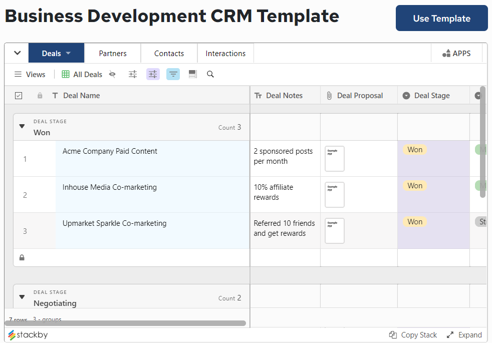 Free Business Development CRM Template 