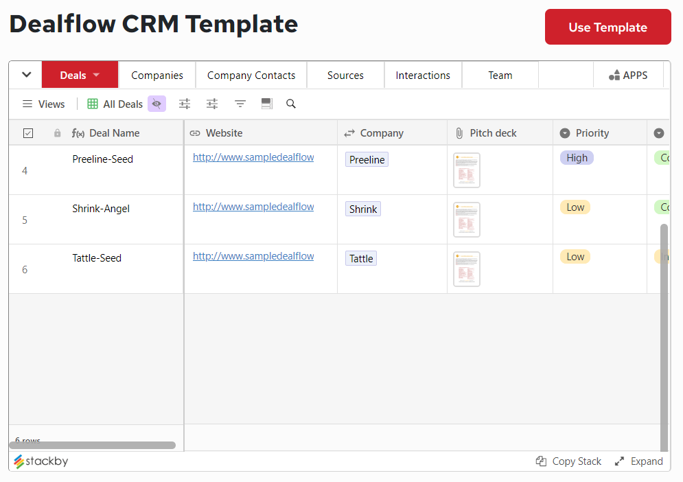 Free Dealflow CRM Template 