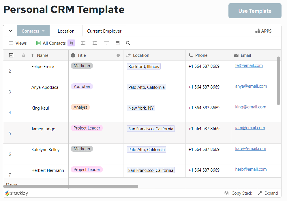 Free Personal CRM Template