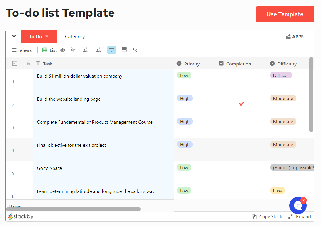 To-do-List Template for Project Management