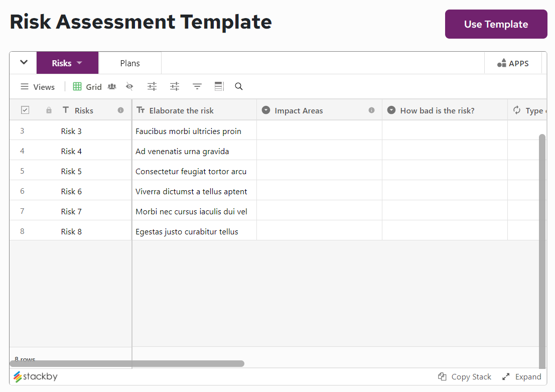 Risk Assessment Template for Project Management