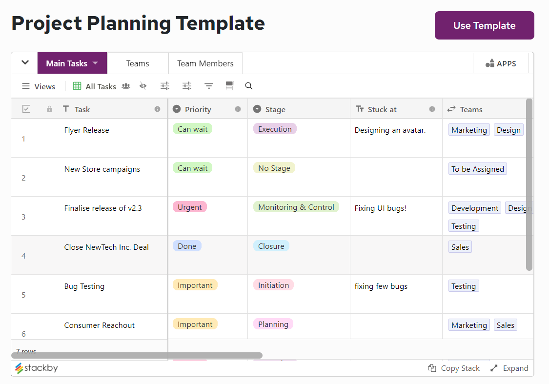 Project Planning Template for Project Management