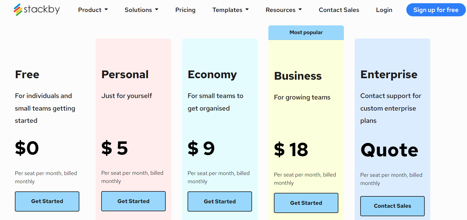 Stackby Pricing Structure