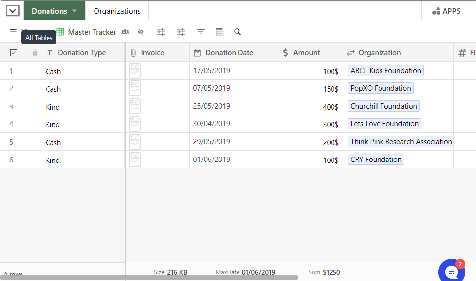 #5. Donation Tracker Template