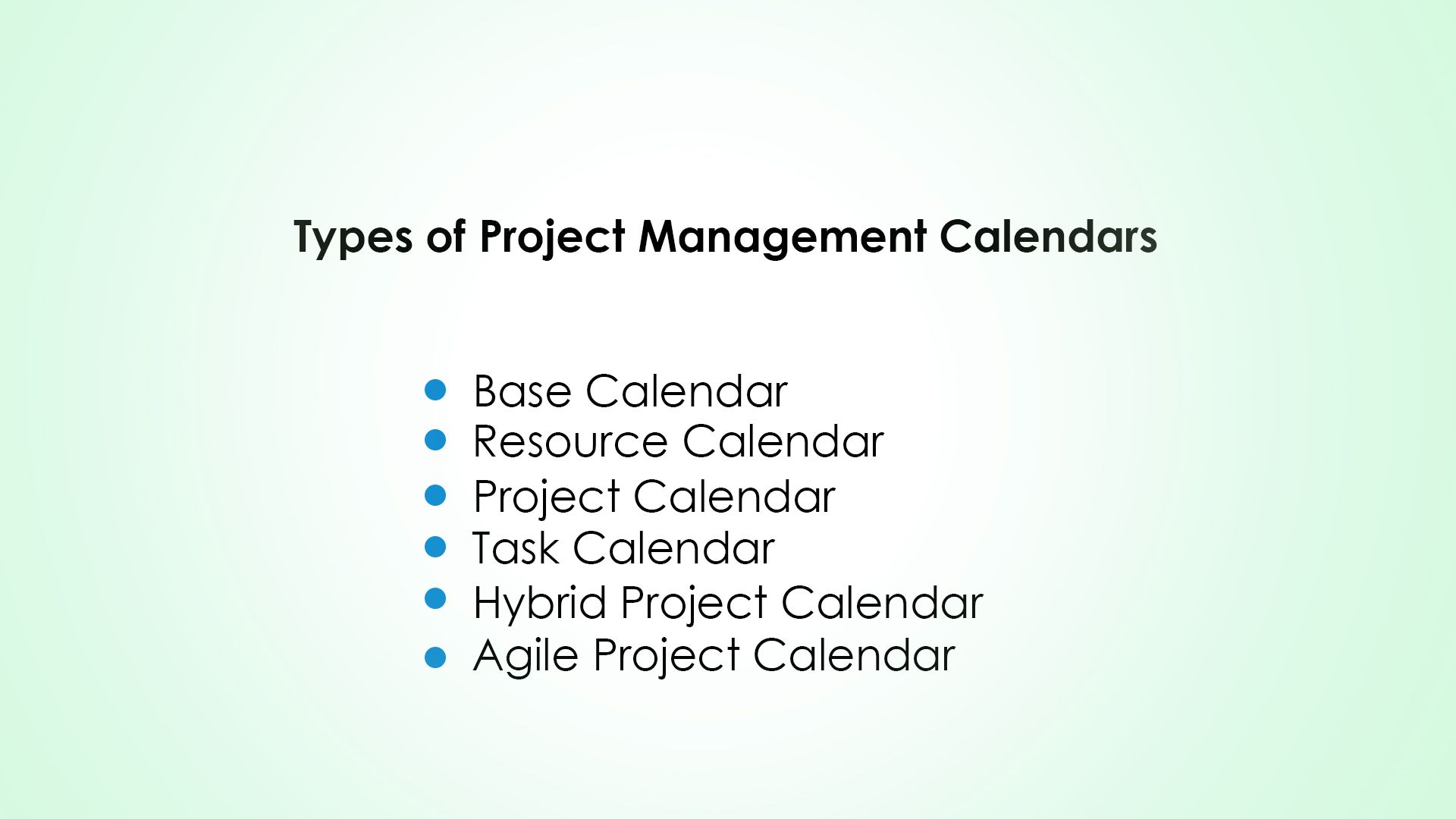 Types of Project Management Calendars