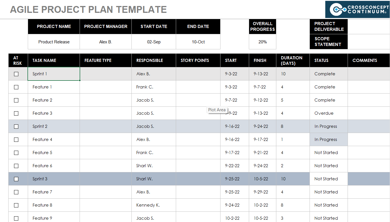 Agile Project Plan Template for Excel