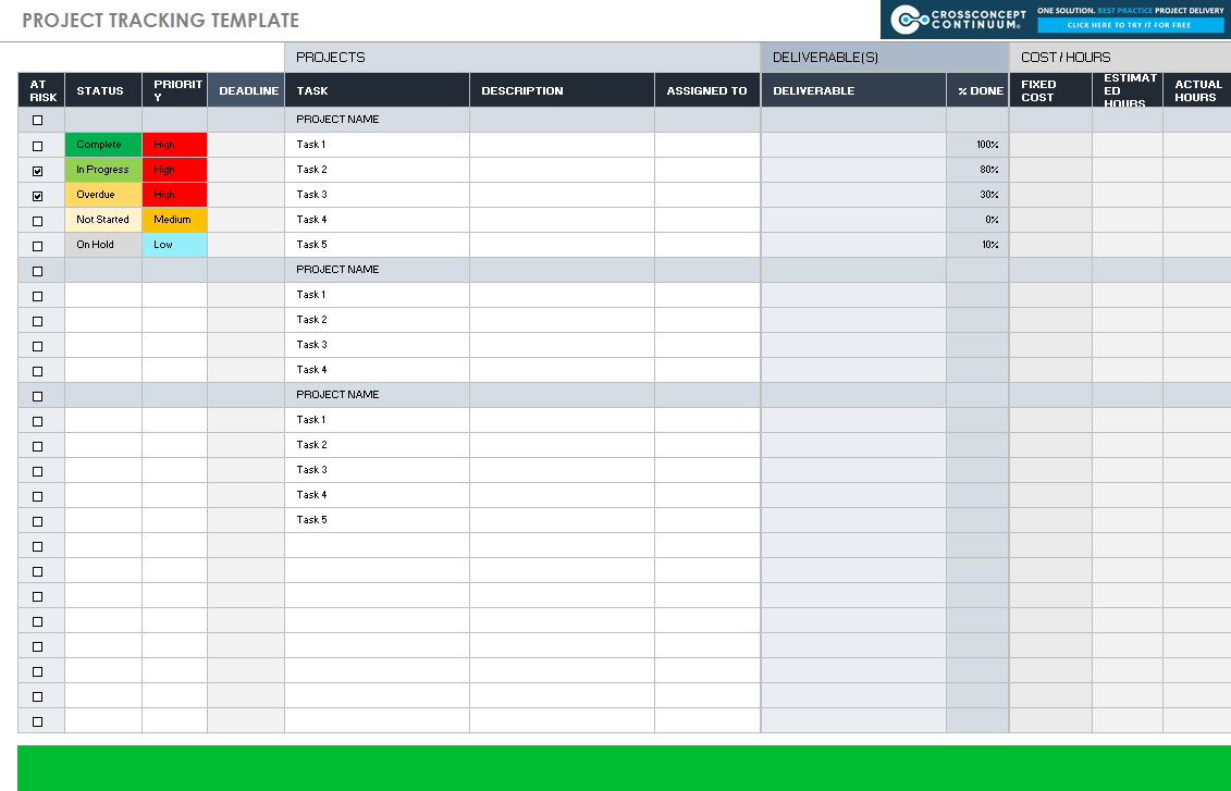 Project Tracker Template for Excel