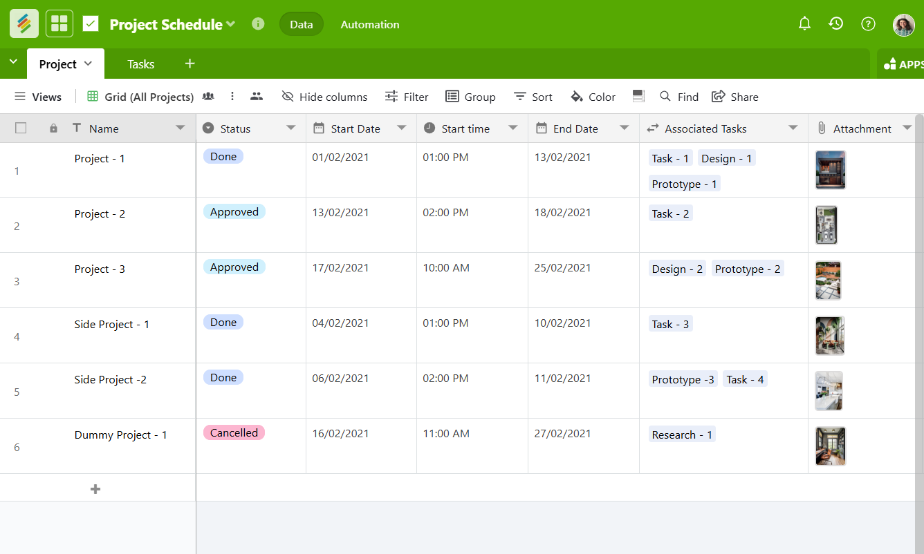 Project Schedule Template by Stackby