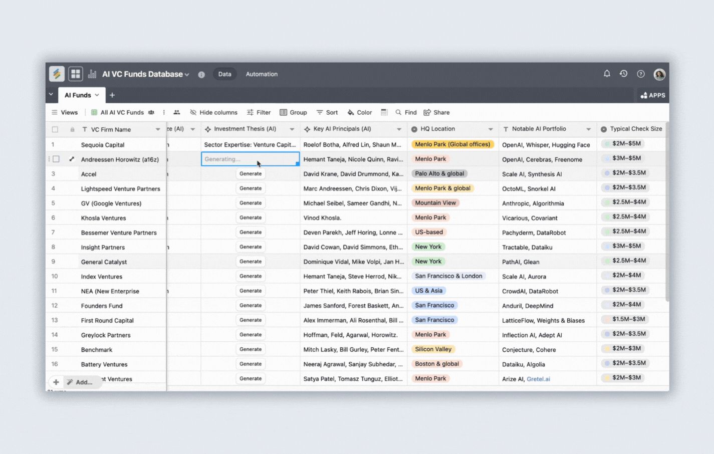 Enrich your investor VC funds database using AI