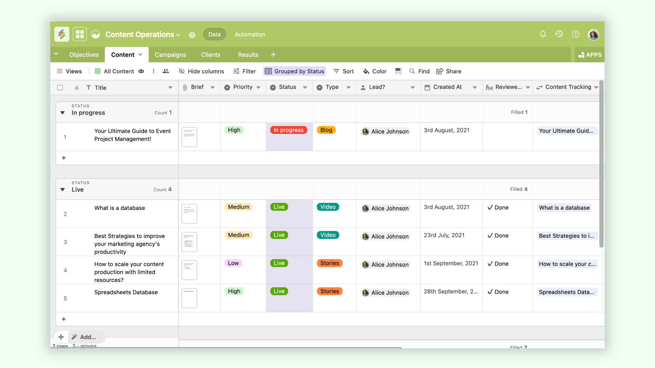 Stackby Content Operations Template