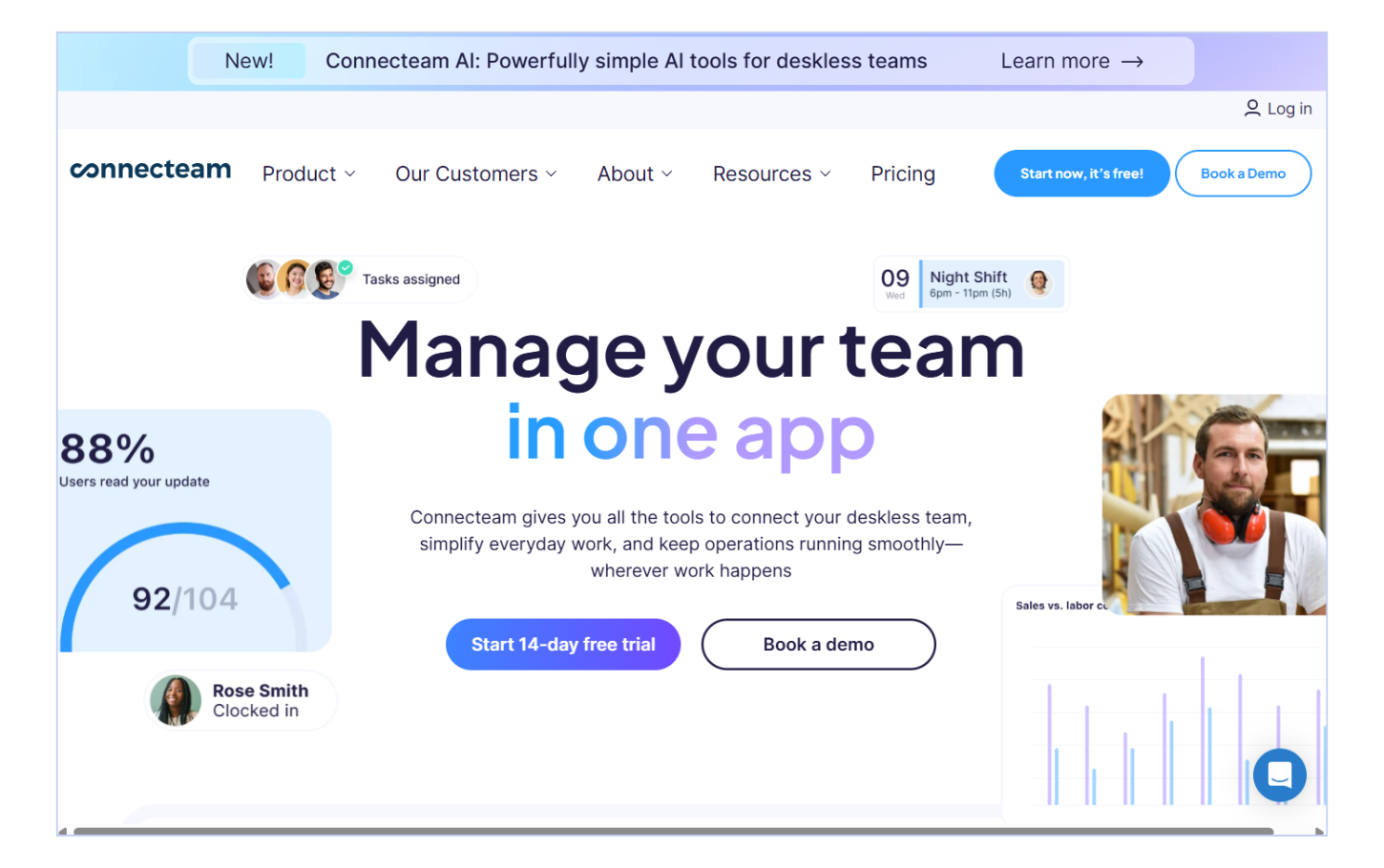 #5. Connecteam- The top employee database software on mobile