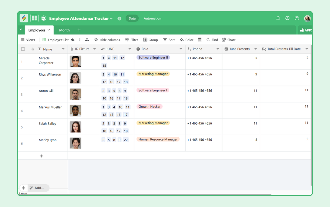 #3. Employee Attendance Tracker Template
