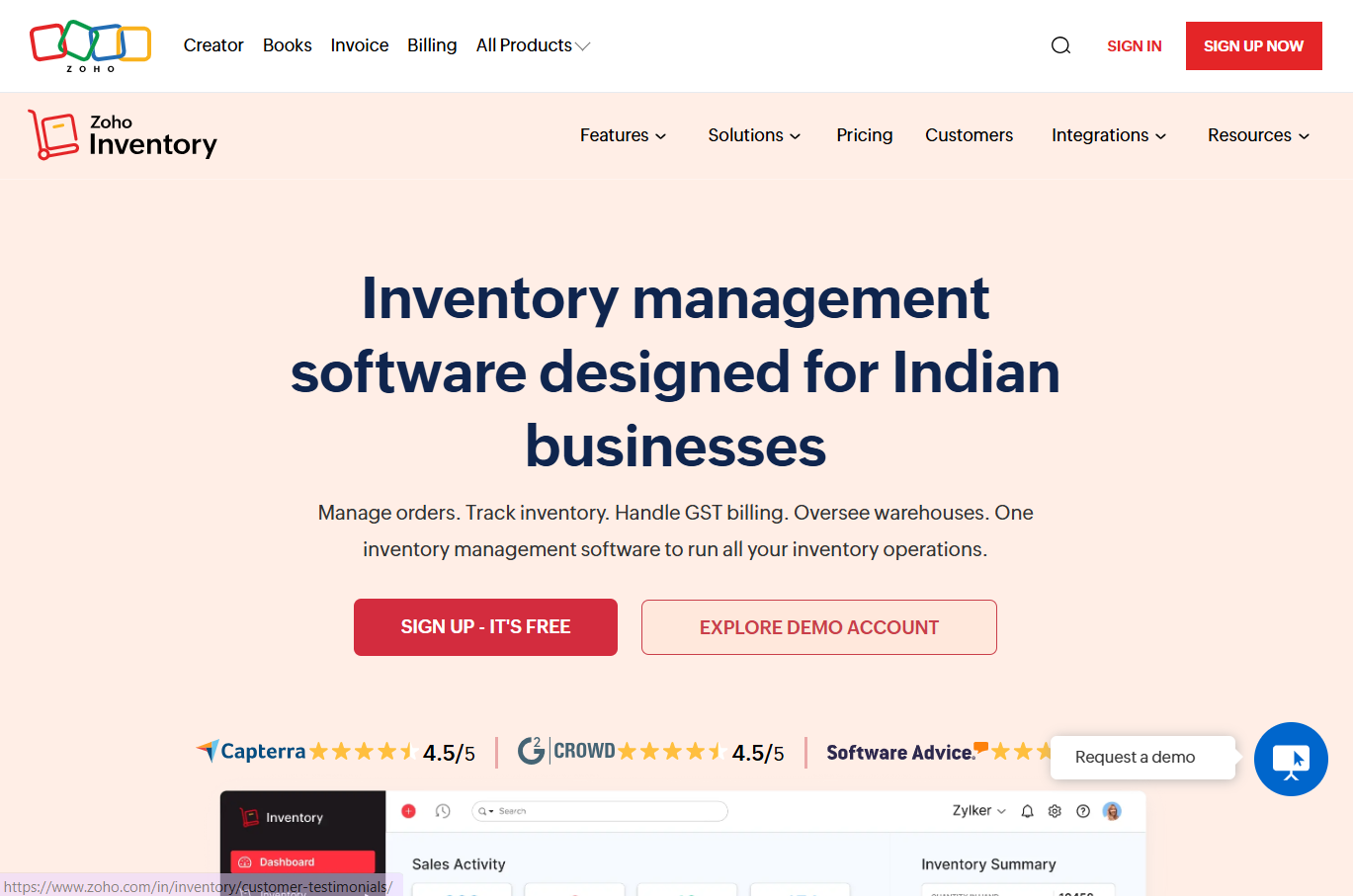 #2. Zoho Inventory