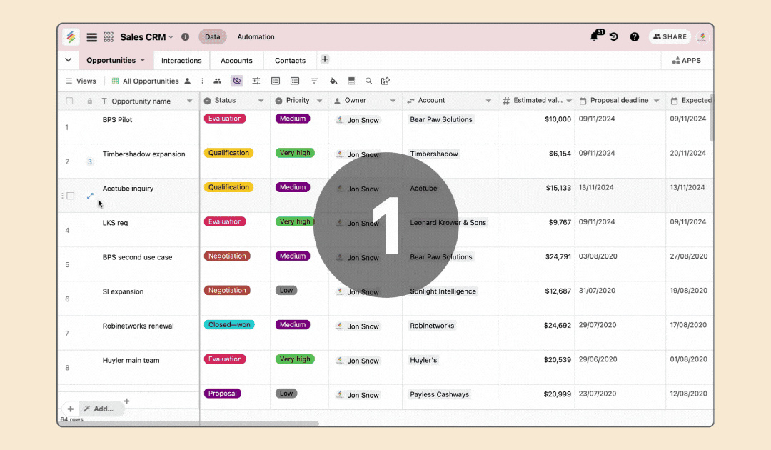Activity Bar on Every Record