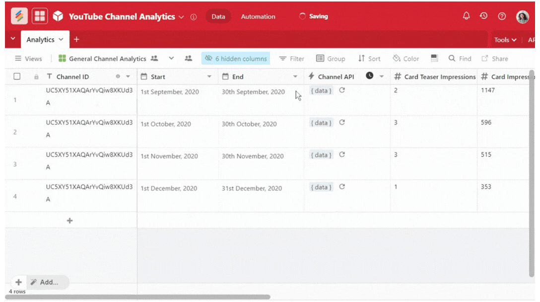 YouTube Channel Analytics Template