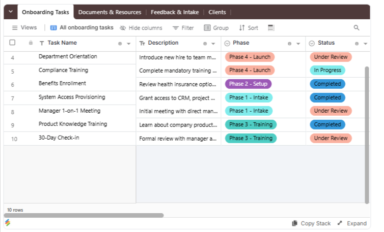 Client Onboarding Portal Template Stackby