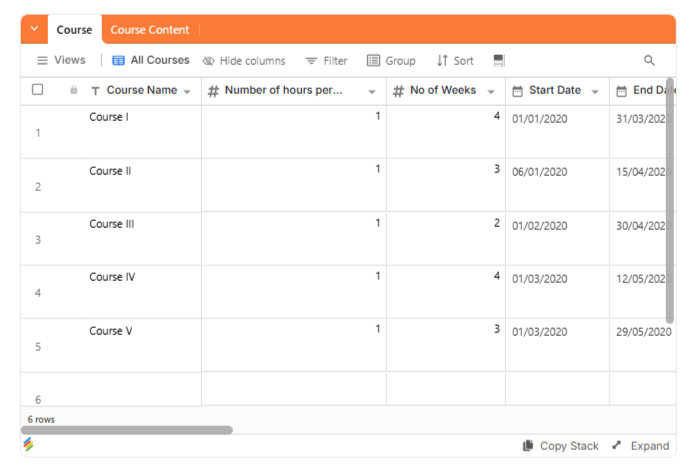 Course Planning And Scheduling Template Stackby