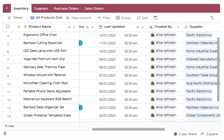 Inventory Portal Template Stackby