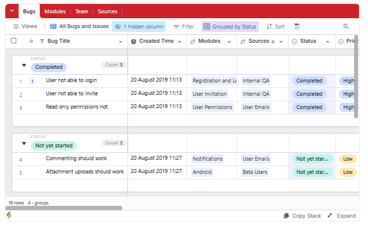 Bug Report Template Stackby