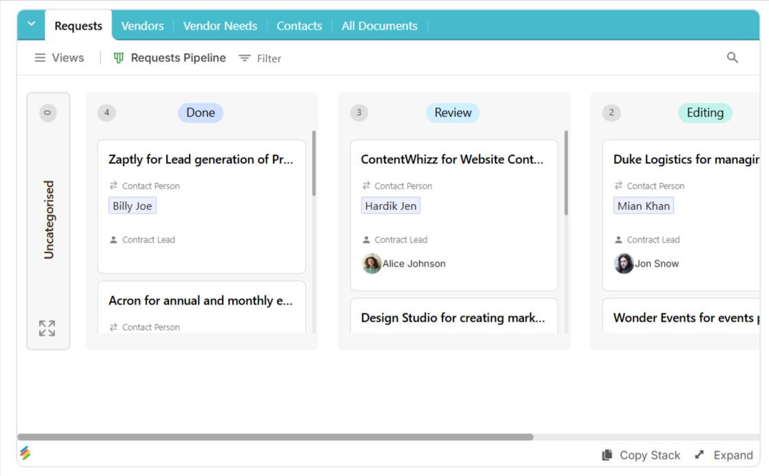 Vendor Management Template | Stackby