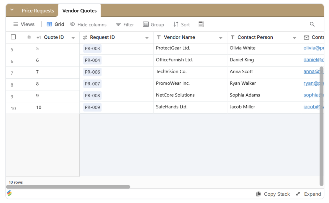 Purchase Price Request Form Template | Stackby
