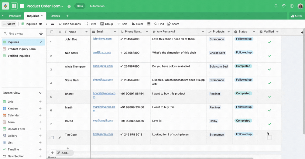 Stackby Forms + No-code Database