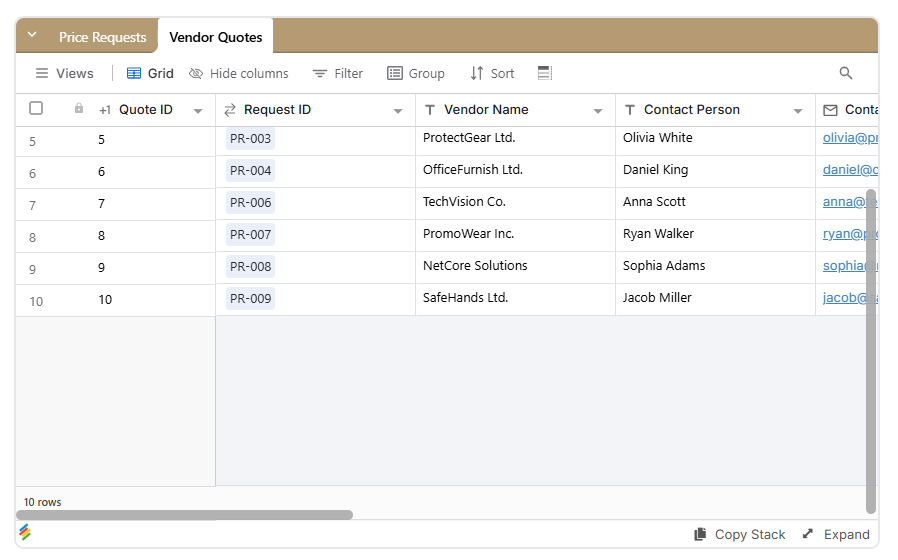 Purchase Price Request Form Template | Stackby