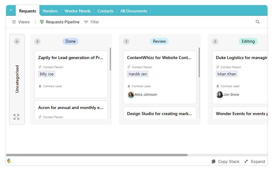Vendor Management Template | Stackby