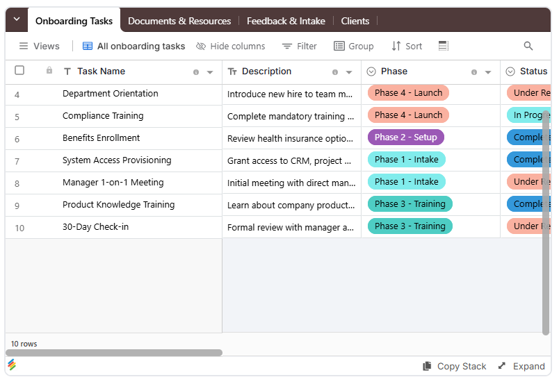 Client Onboarding Portal Template | Stackby