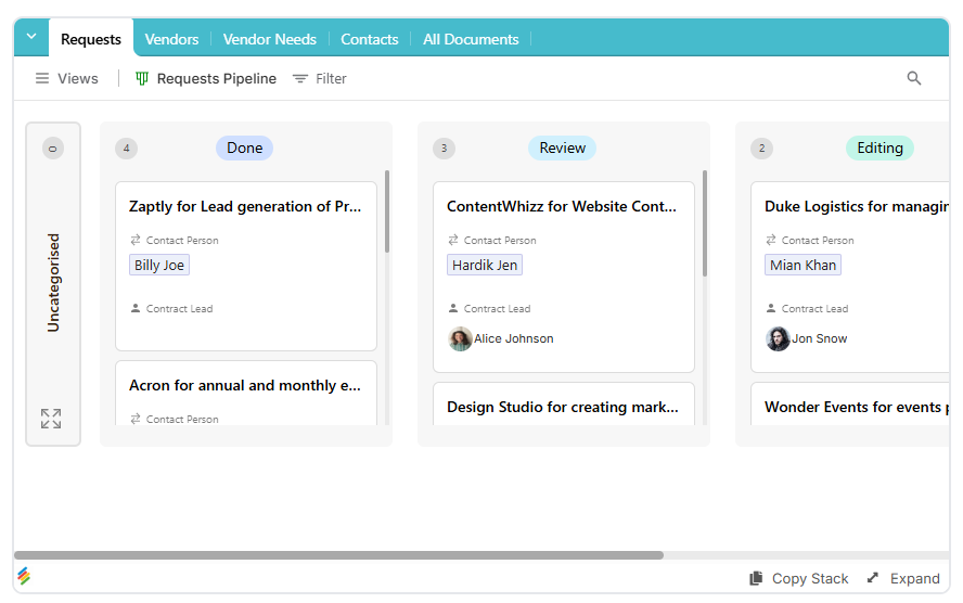 Vendor Management Template Stackby