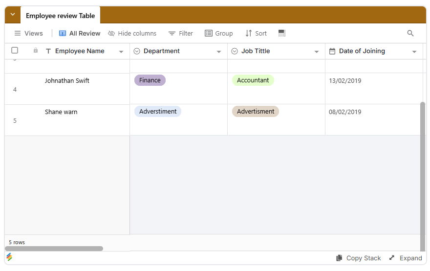 Employee Review Form Template Stackby