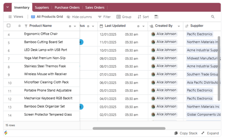 Inventory Portal Template Stackby