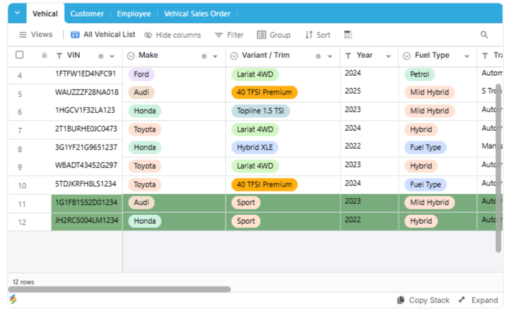 Automobile Dealer ERP Template Template Stackby