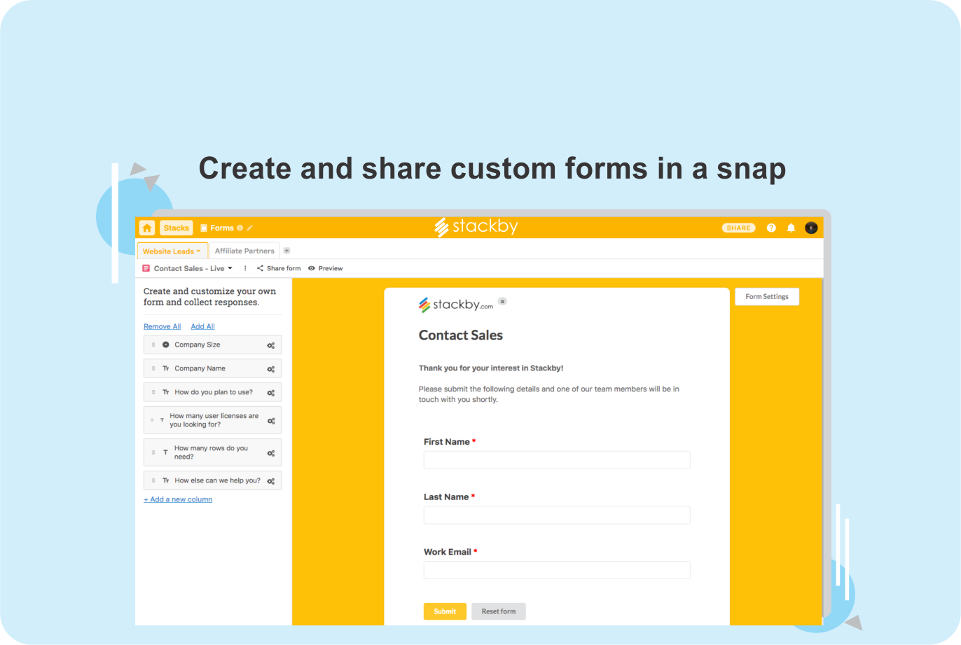 Create custom online forms in minutes | Stackby.com