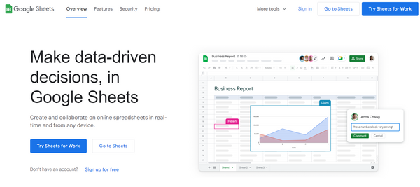 Google Sheets for Data Entry Software